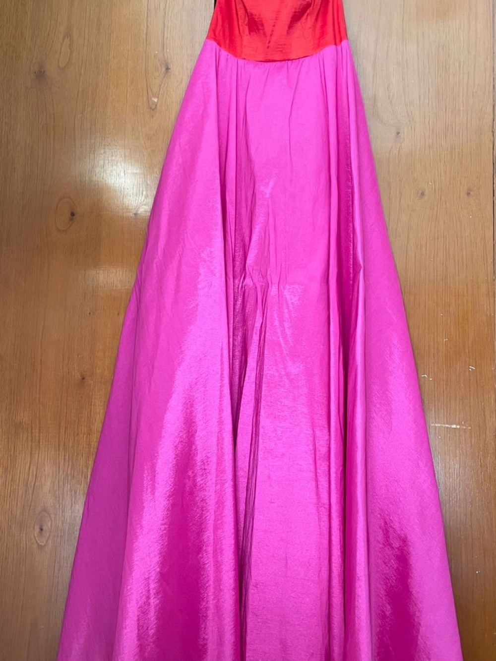Two-Tone Pink and Red Maxi Dress — Women's Floor-Length Gown